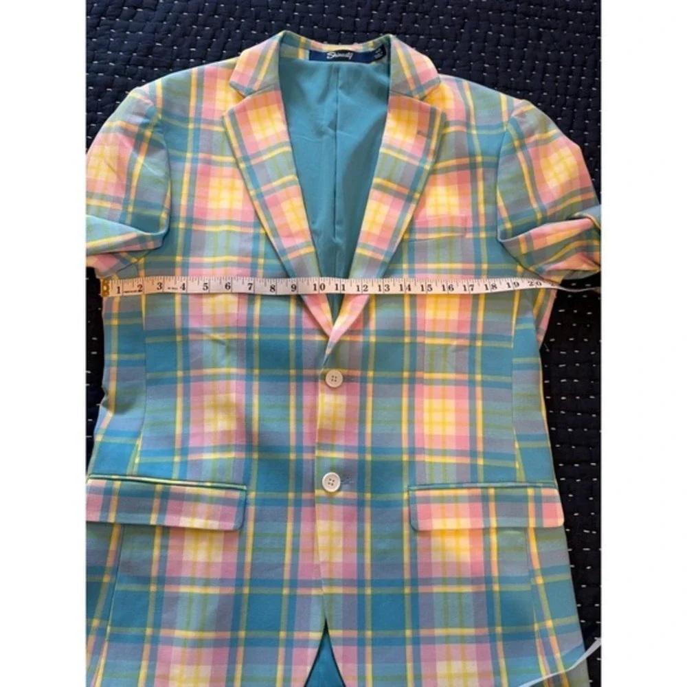 Shinesty The Burnished Broker Plaid Pastel Stretch Blazer 40 R‎ 2 Button Pride